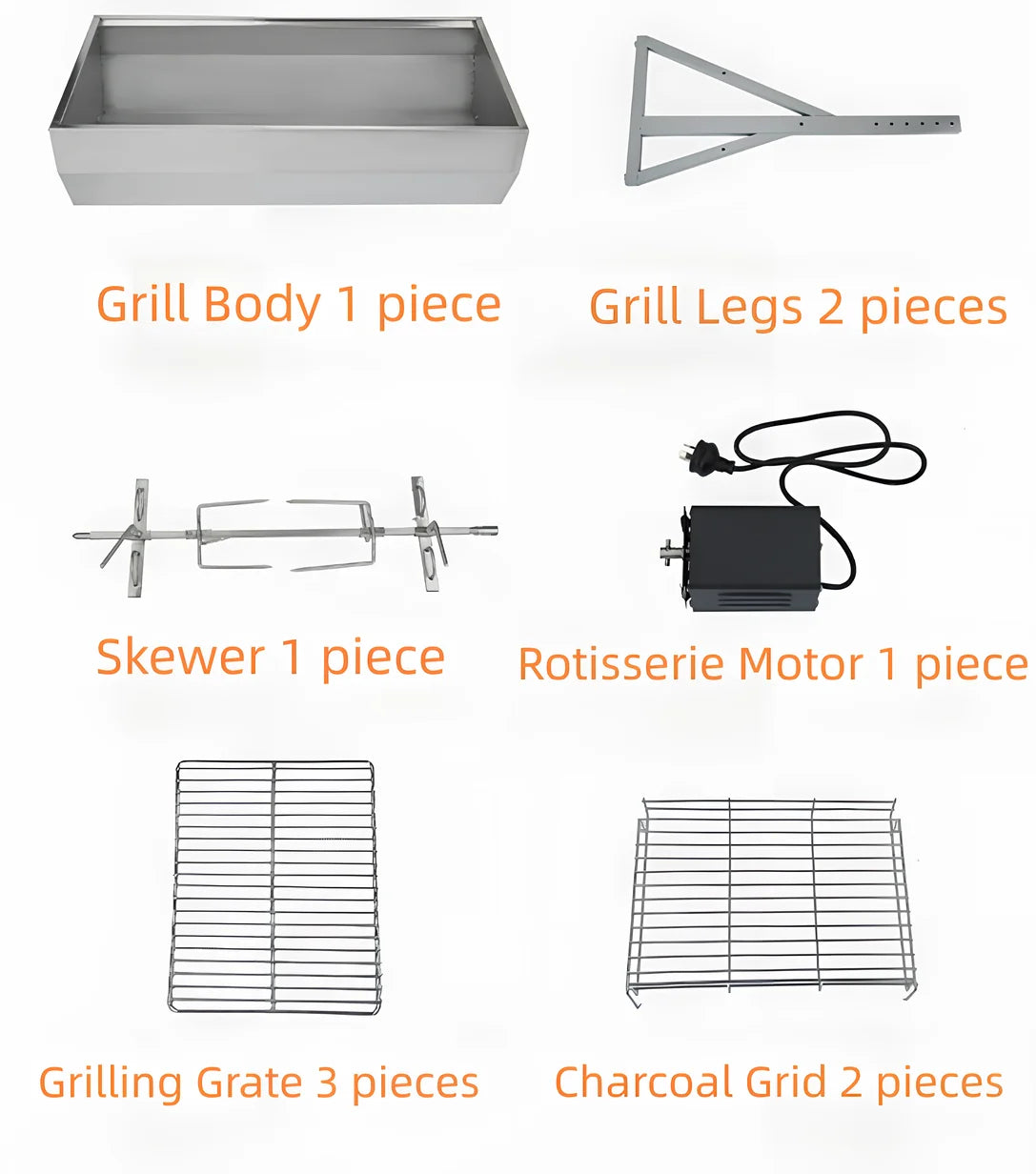 Electric and Charcoal Rotisserie Grill, Specially Designed for Succulent Lamb and Chicken Rotisseries