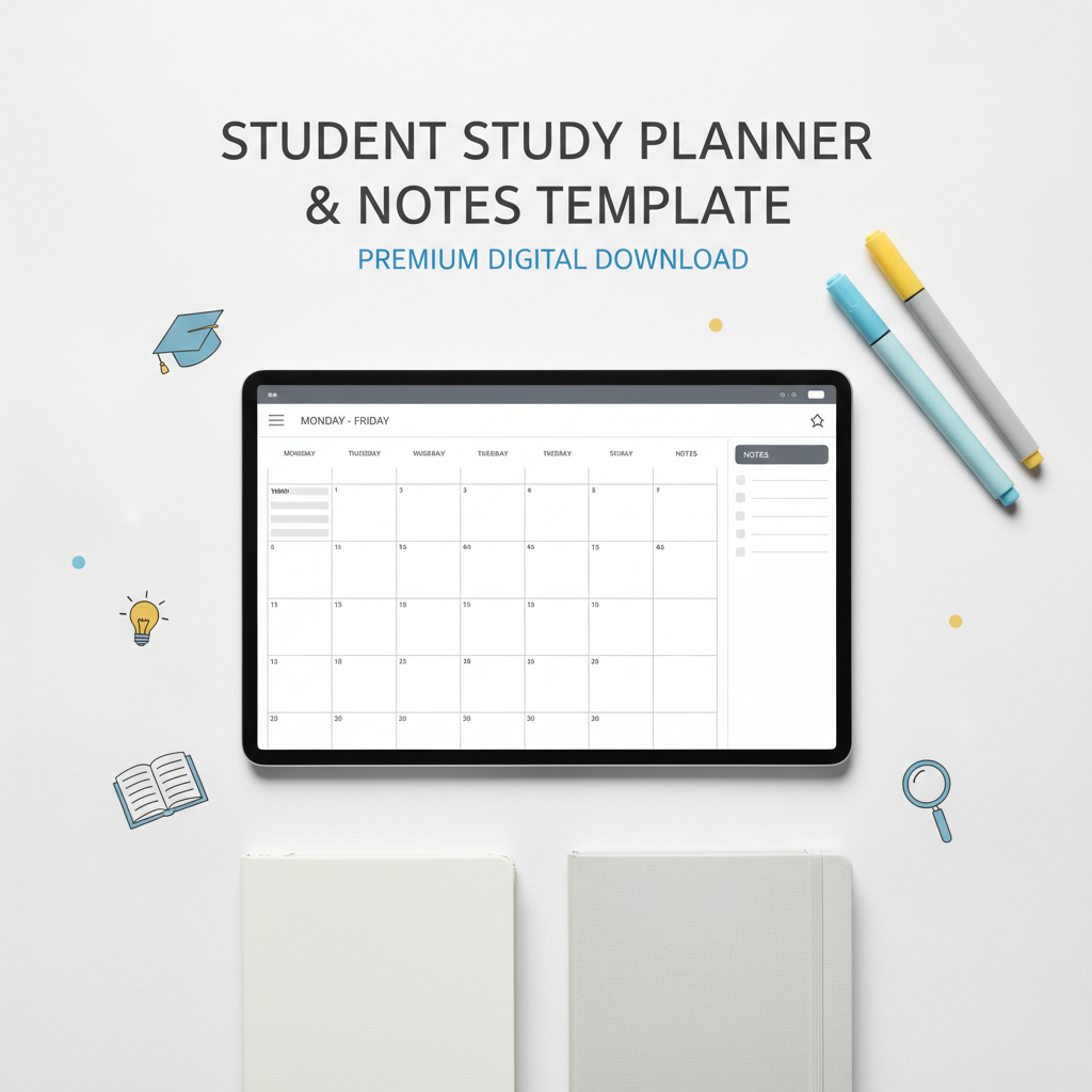 Student Study Planner & Notes Template Cover