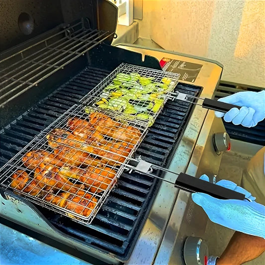 Stainless Steel Grill Basket for Outdoor BBQ | Campfire Cooking Accessory