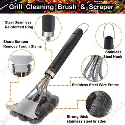 Bristle-Free BBQ Grill Brush | Rust-Resistant Stainless Steel Cleaner