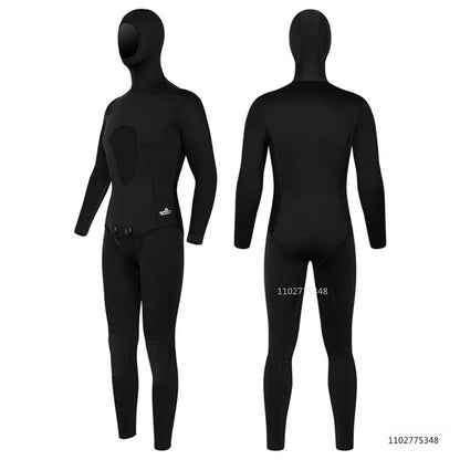 Men Spearfishing Wetsuit 3mm Neoprene Pant Top Wetsuit Hooded Super Stretch Hunting Snorkel Scuba Cool Water Surfing Floatsuit