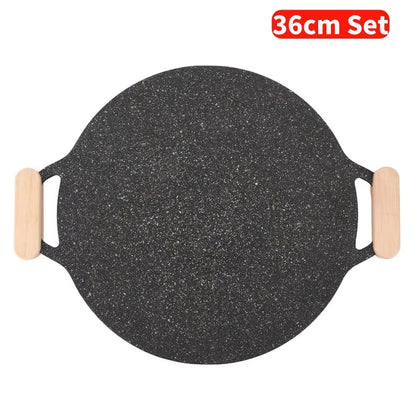 36-29CM Solid Wood Grill Pan Insulated Grip Anti Scald Portable BBQ Plate Handle for Cookware Sauce Pan Sauteing Grilling Pan