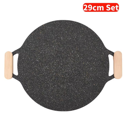 36-29CM Solid Wood Grill Pan Insulated Grip Anti Scald Portable BBQ Plate Handle for Cookware Sauce Pan Sauteing Grilling Pan