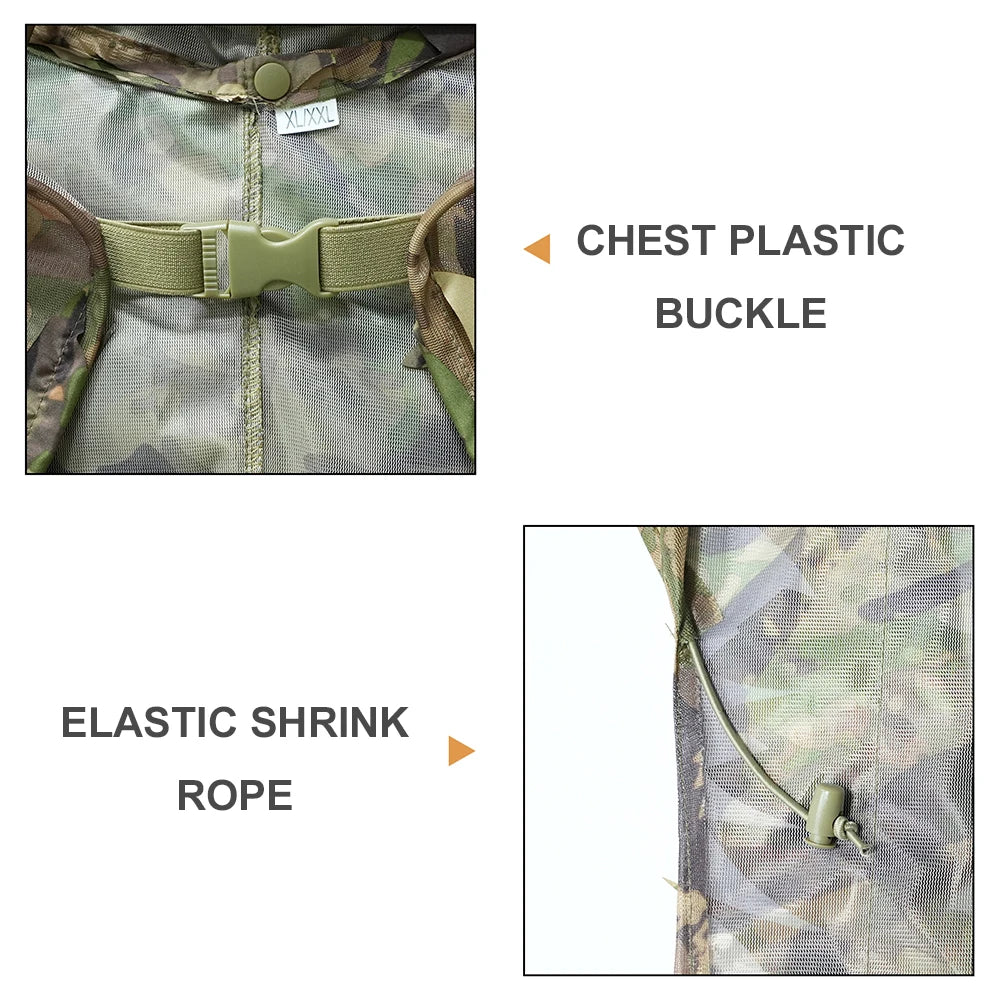 Tactical Ghillie Suit Breathable Cloak With Hat Hunting 3D Leafy Sniper Coat for Outdoor Airsoft Paintball Wargame Hunting CS
