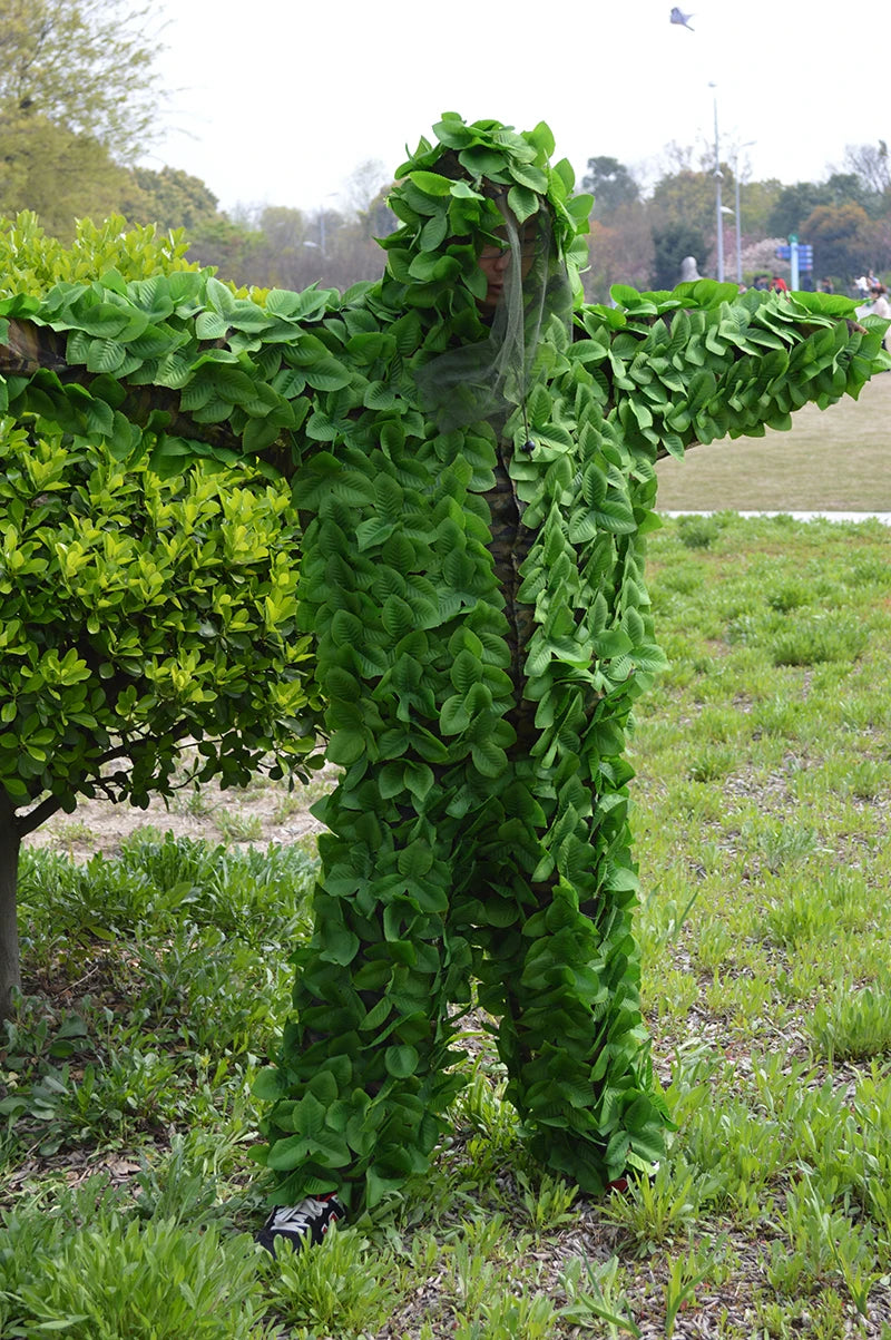 Sticky Flower Bionic Camouflage Leaves Green Leaves Suit Hunting Fishing Ghillie Suit Wear-Resistant Tactical CS Combat Clothes