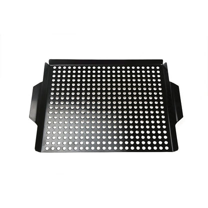 Non-Stick Cast Iron Grill Pan with Drain Holes | Square BBQ Basket Tray