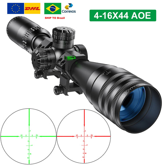 Tactical 4-16x44 AOE Scope Hunting Scopes Tactical Airsoft Luneta Para De Caça Red Green Illuminated Sight