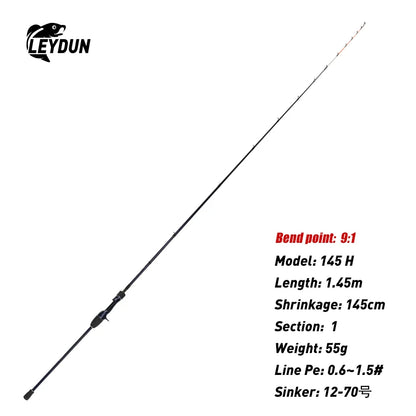 LEYDUN ZORO Light Fishing Rods 145M/H 58g/55g 175H 63g Tianium Tip Cuttlefish LEYDUN Casting Rod Squid Boat Webfooted