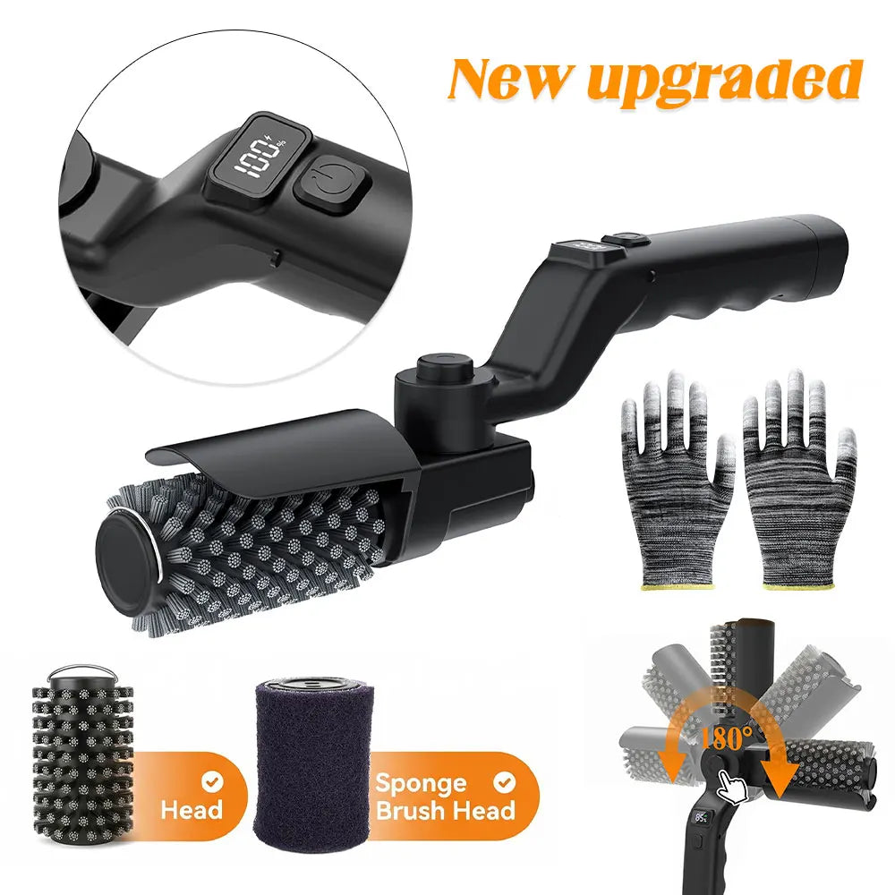 BBQ Grill Brush 3-Speed Settings Electric Grill Brush,180° Adjustable Head,90 Mins Grill Cleaner for Outdoor Griddles Smokers