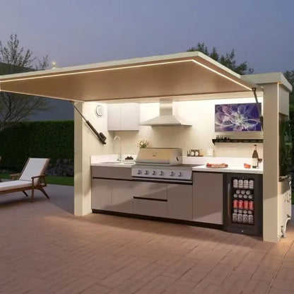 Outdoor Kitchen All in One Grill Island Customized High Quality Stainless Steel BBQ Island With Burner Outdoor Garden Backyard
