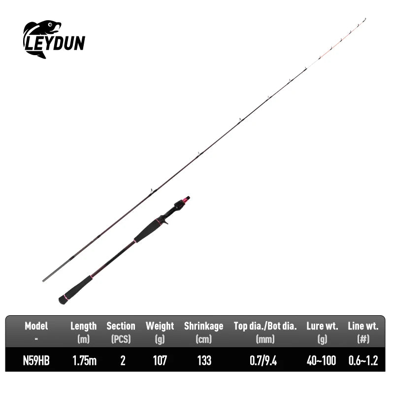 LEYDUN Red Sea Bream Tyraba Fishing Rods 1.75M Super Light Tianium Tip seawater Casting rod Boat fishing Rod