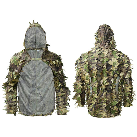 Tactical Ghillie Suit Breathable Cloak With Hat Hunting 3D Leafy Sniper Coat for Outdoor Airsoft Paintball Wargame Hunting CS