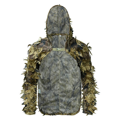 Tactical Ghillie Suit Breathable Cloak With Hat Hunting 3D Leafy Sniper Coat for Outdoor Airsoft Paintball Wargame Hunting CS