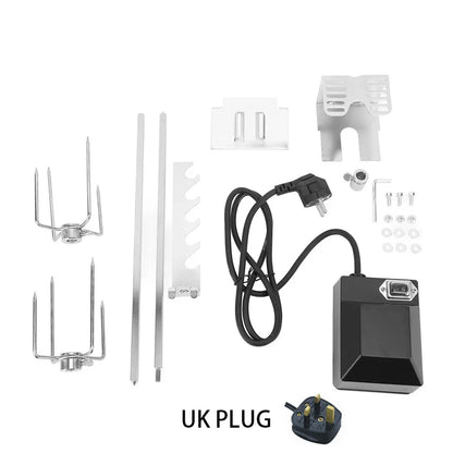 Rotisserie Grill Kit Automatic Rotating Motor 4W 2.5rpm/min 15kg Load Bearing Stainless-Steel Heavy-Duty Rotisserie Kit