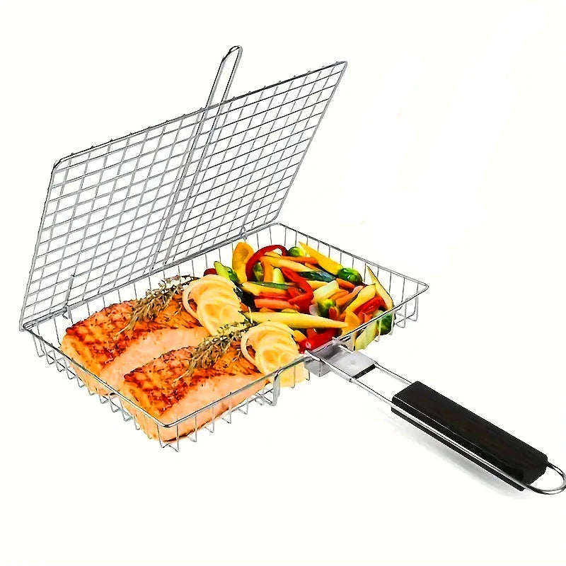 Stainless Steel Grill Basket for Outdoor BBQ | Campfire Cooking Accessory