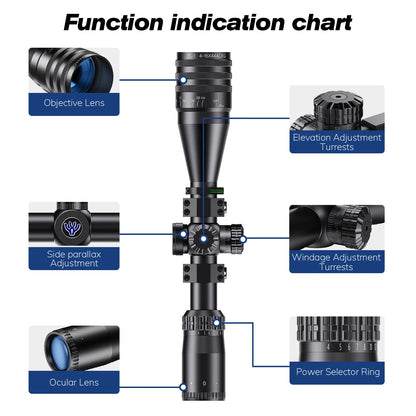 Tactical 4-16x44 AOE Scope Hunting Scopes Tactical Airsoft Luneta Para De Caça Red Green Illuminated Sight