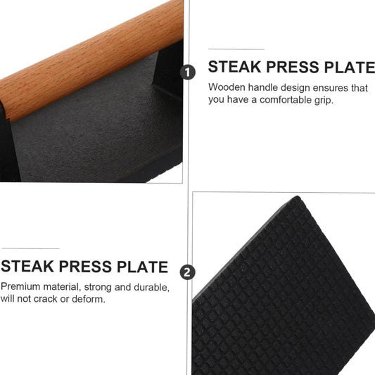 Cast Iron Grill Press Heavy Duty Steak Burger Press With Handle for Griddle Barbecue Hamburger Sausage Kitchen Cooking Tool