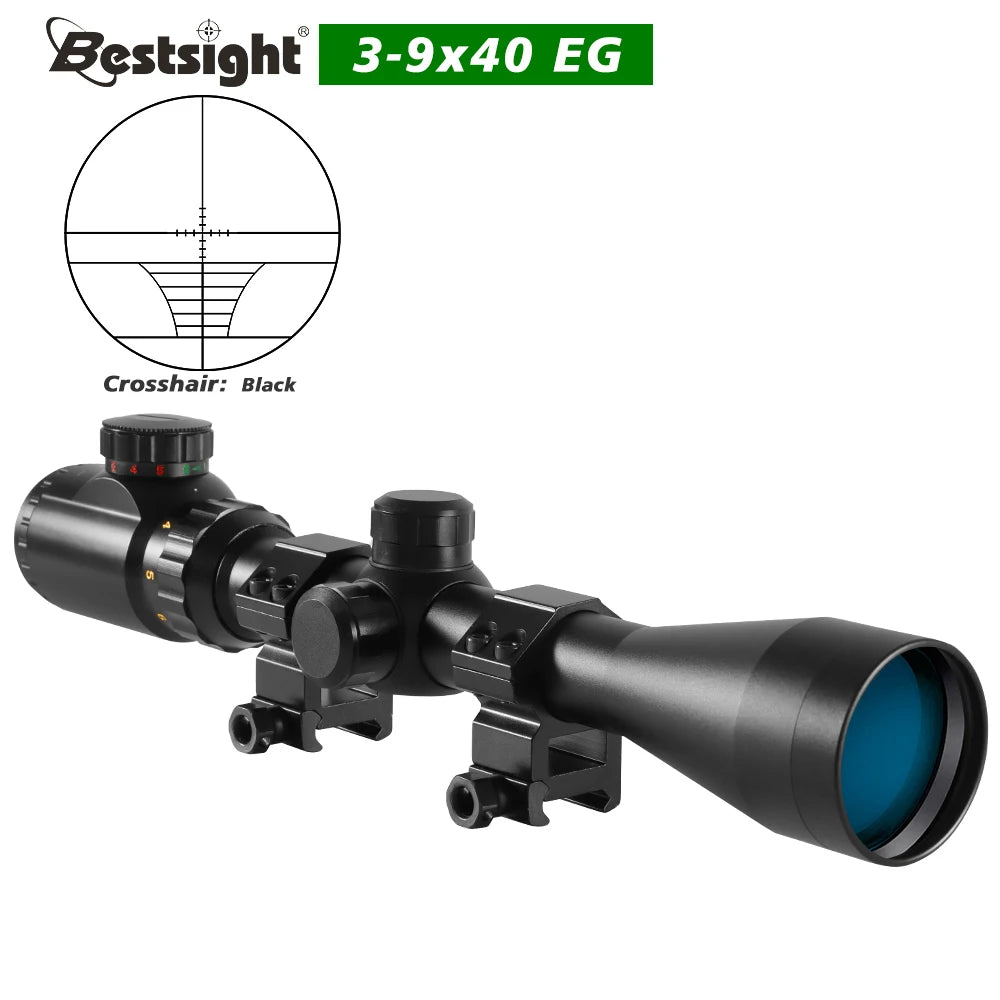 3-9x40 Hunting Scope Red or Green Illuminated Optical Sight with Mounts Mil Dot Crosshair Tactical Air hunting