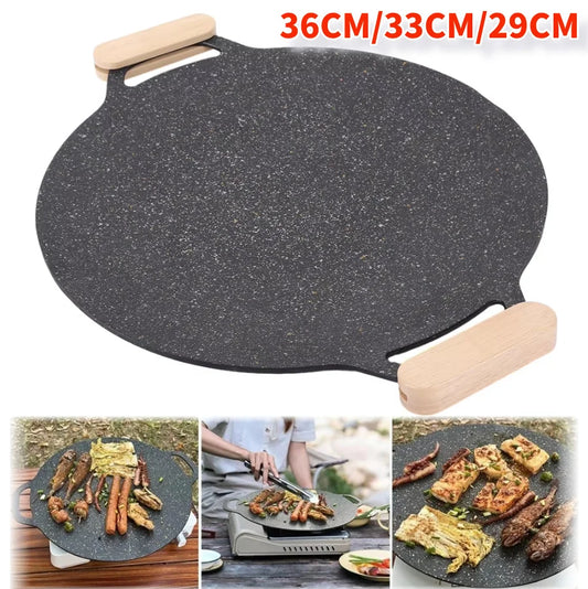 36-29CM Solid Wood Grill Pan Insulated Grip Anti Scald Portable BBQ Plate Handle for Cookware Sauce Pan Sauteing Grilling Pan