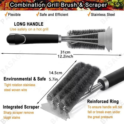 Bristle-Free BBQ Grill Brush | Rust-Resistant Stainless Steel Cleaner