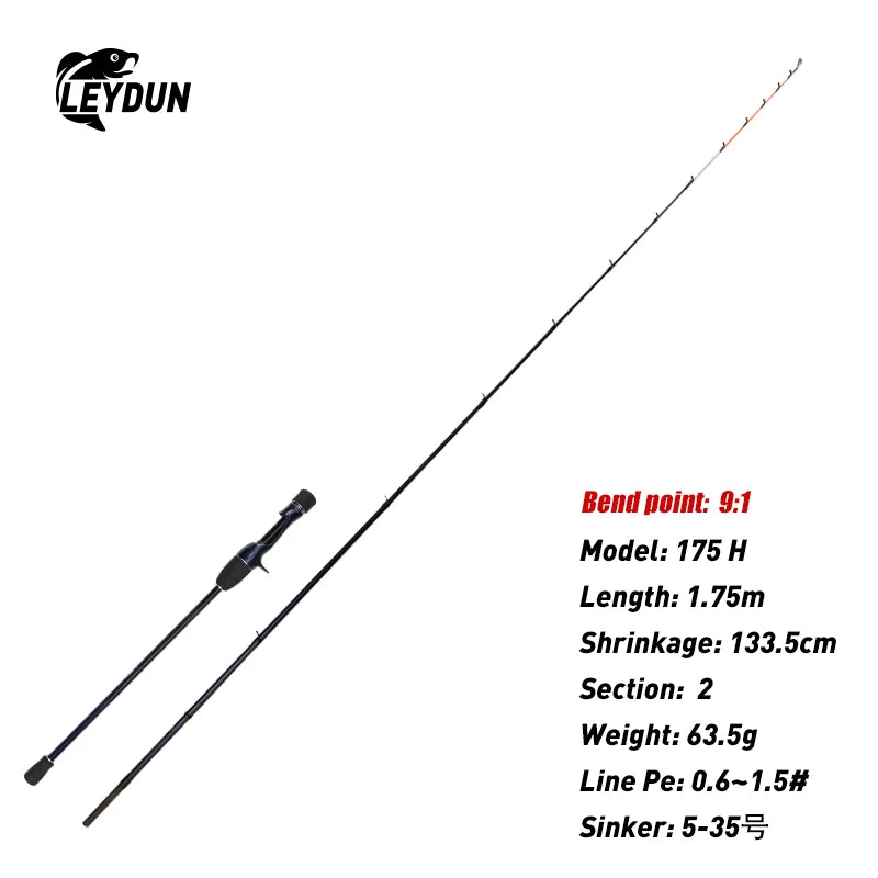 LEYDUN ZORO Light Fishing Rods 145M/H 58g/55g 175H 63g Tianium Tip Cuttlefish LEYDUN Casting Rod Squid Boat Webfooted