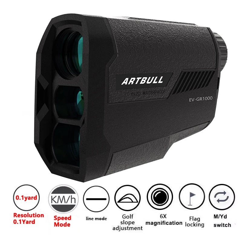 ARTBULL Golf Laser Rangefinder 1000M 650M Telescope with Flag-Lock Slope Pin Distance Meter for Hunting Monocular