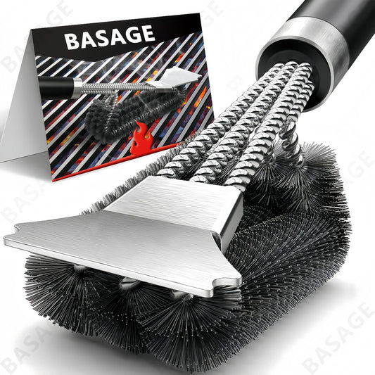 Bristle-Free BBQ Grill Brush | Rust-Resistant Stainless Steel Cleaner