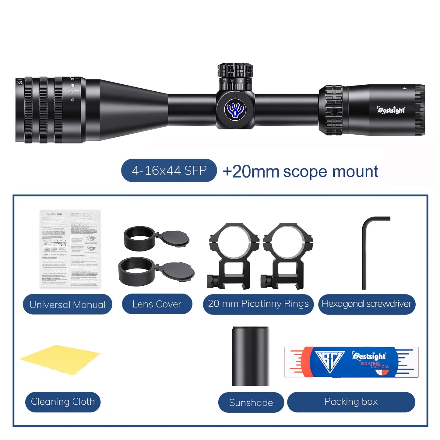 Tactical 4-16x44 AOE Scope Hunting Scopes Tactical Airsoft Luneta Para De Caça Red Green Illuminated Sight