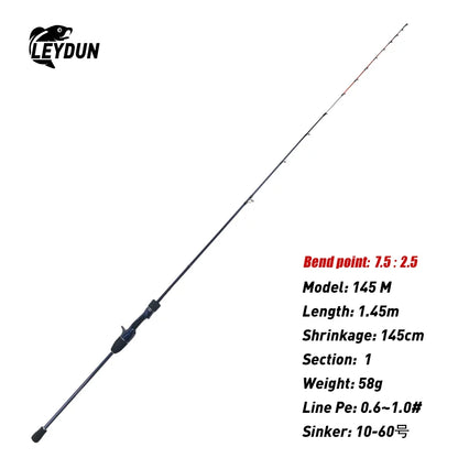 LEYDUN ZORO Light Fishing Rods 145M/H 58g/55g 175H 63g Tianium Tip Cuttlefish LEYDUN Casting Rod Squid Boat Webfooted
