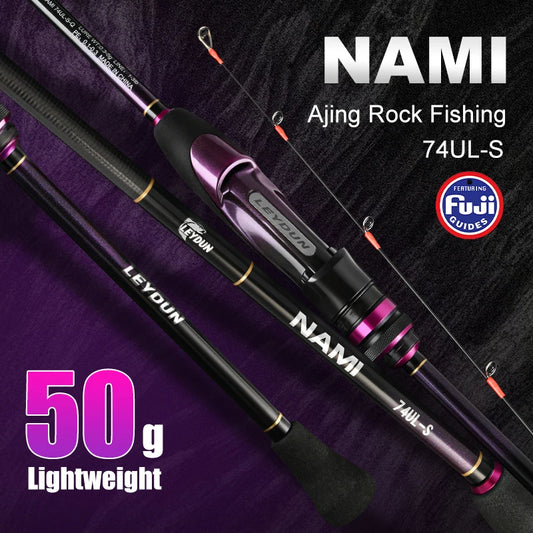LEYDUN NAMI Ultralight Ajing Rock Fishing Rods 50g S74UL Solid Tip T1100 Fuji Guide Spinning Rods 0.3-5g Lure Weight