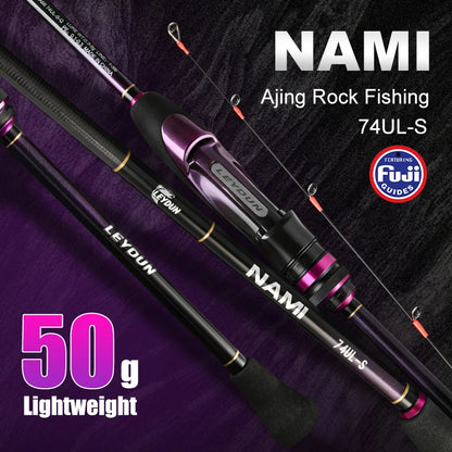 LEYDUN NAMI Ultralight Ajing Rock Fishing Rods 50g S74UL Solid Tip T1100 Fuji Guide Spinning Rods 0.3-5g Lure Weight
