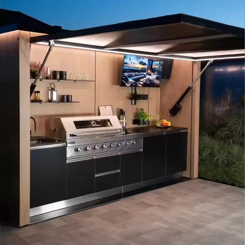 Outdoor Kitchen All in One Grill Island Customized High Quality Stainless Steel BBQ Island With Burner Outdoor Garden Backyard
