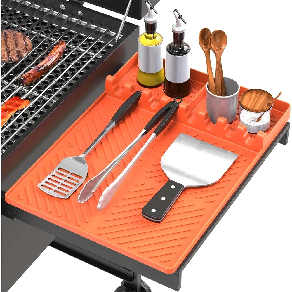 1PC，Silicone Grill Mat Mat Drip Pad Spatula Mat Food Grade BBQ Pad Outdoor Grill Kitchen Grill Side Shelf Tools Griddle Tools