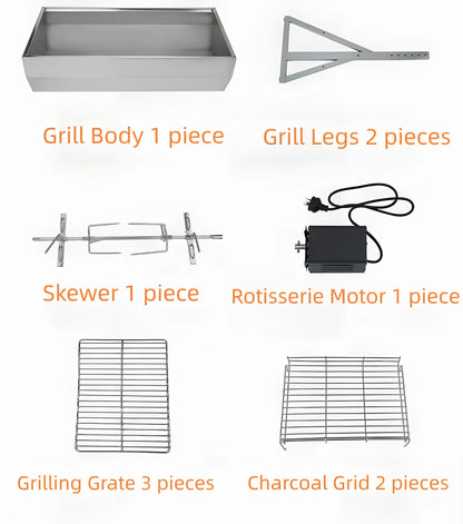 Electric and Charcoal Rotisserie Grill, Specially Designed for Succulent Lamb and Chicken Rotisseries