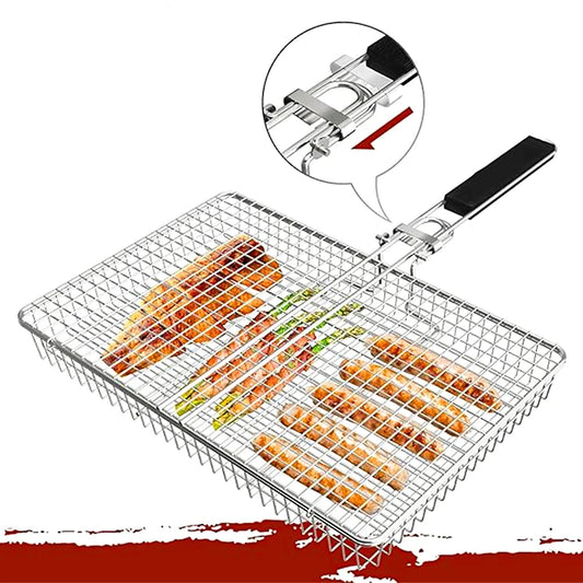 Stainless Steel Grill Basket for Outdoor BBQ | Campfire Cooking Accessory